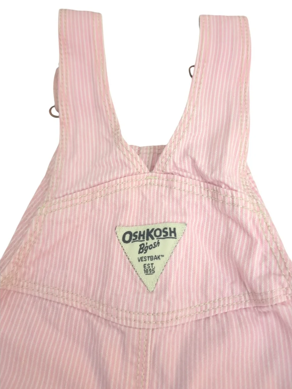 OshKosh B’gosh Pink Stripe Shortalls 24M Cotton Overalls Cottagecore Farmcore